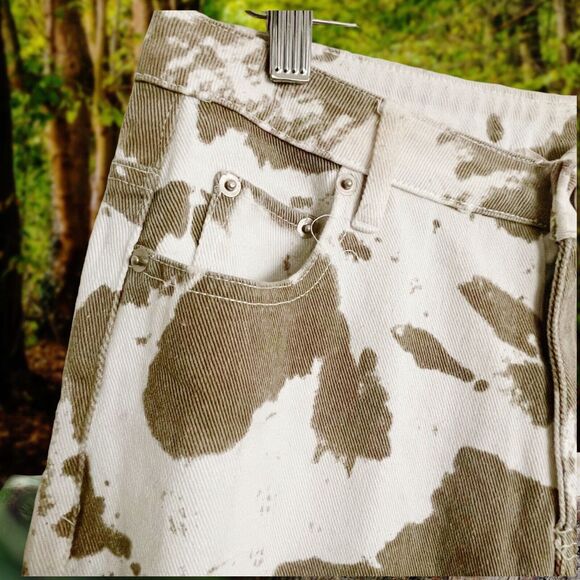 et clet Coastal Cowboy Cow Print wide Leg Jeans Sz M 30"/29" High Waist Cotton - Picture 3 of 8